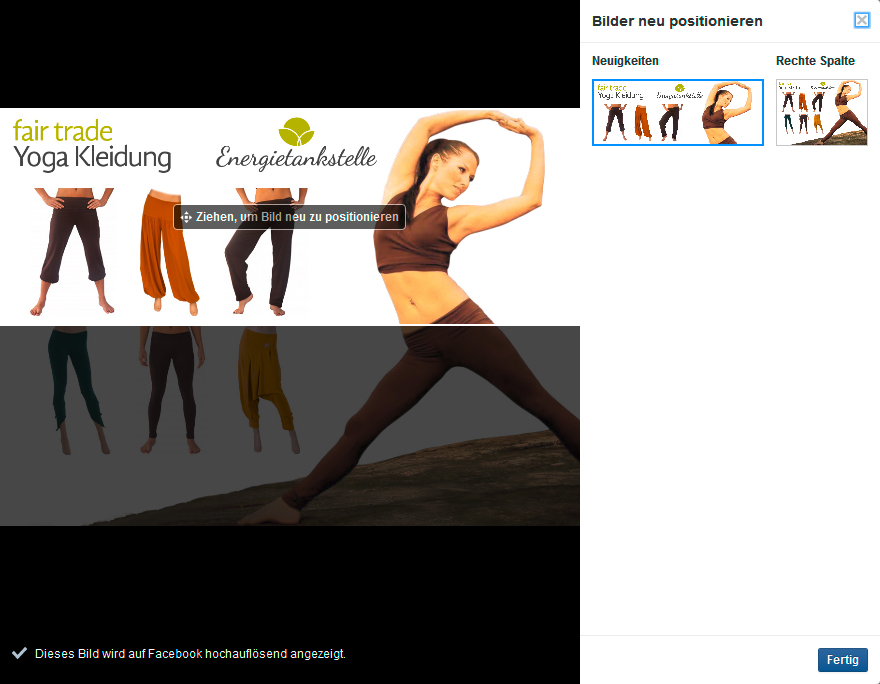 Facebook Werbeanzeige Neuigkeiten Bild positionieren