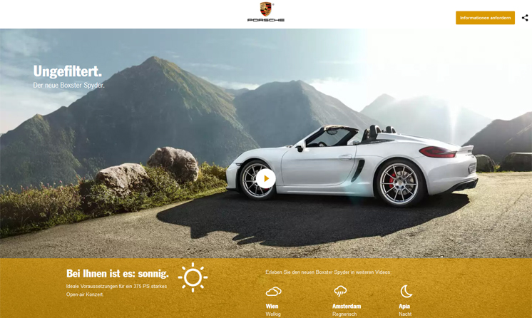 Startseite Porsche Boxster Landingpage