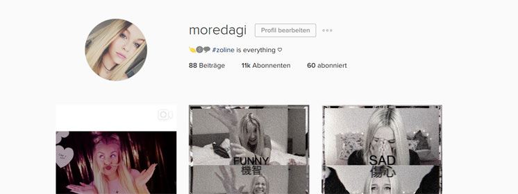 Screenshot von Instagram-Fan-Account (Profil) moredagi