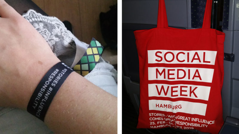 Social Media Week 2019: Eintrittsband und Tasche